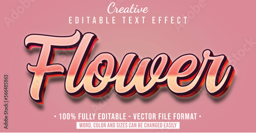 Text style effect with Flower theme style. Editable text style graphic element.