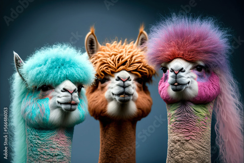 Drei bunte Alpakas