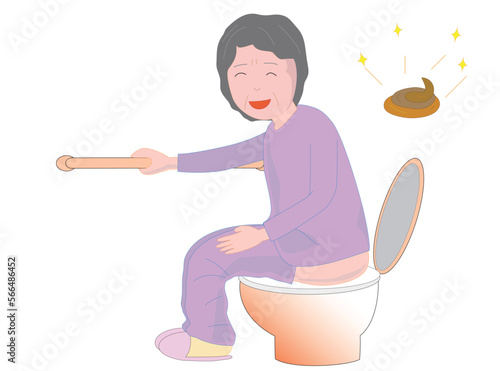 健康な大便で喜ぶ高齢者。