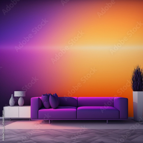 Modern living room with purple sofa © Naka
