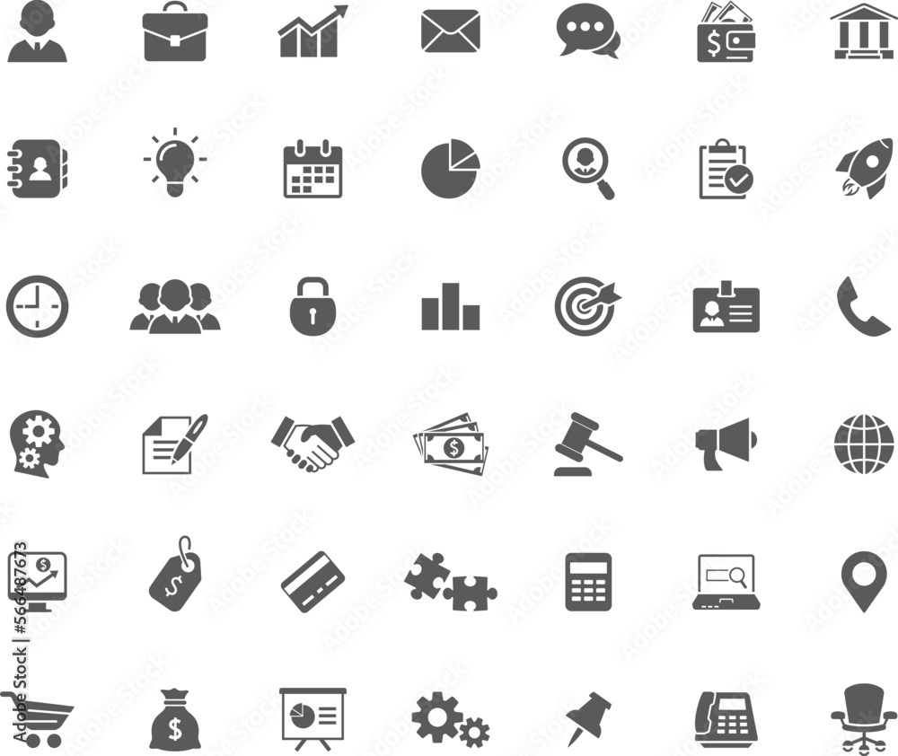 Business and finance simple black vector icons