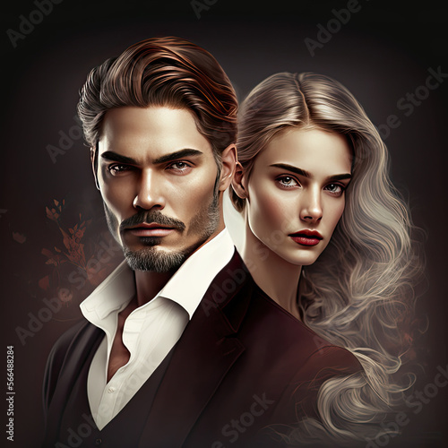 Woman Man detectives/secret agents on a plain background illustration. Young Adult Book cover, generative ai