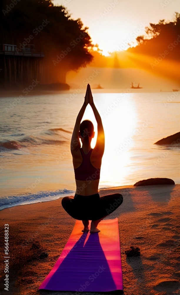 Fototapeta premium Yoga sunrise