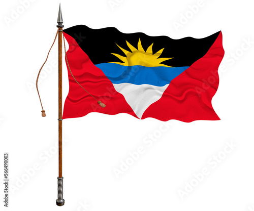 National flag of Antigua and Barbuda. Background with flag of Antigua and Barbuda.