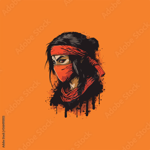 female ninja wearing mask and headband