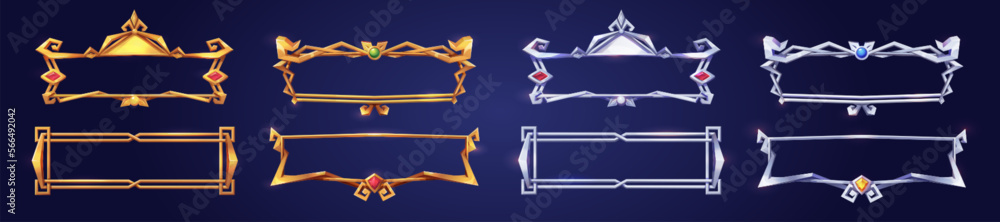 Empty rectangle frames in medieval style for game ui design. Vector ...