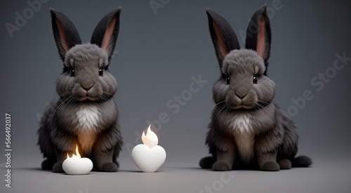 Gray bunnies on a uniform background