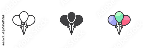 Three balloons different style icon set