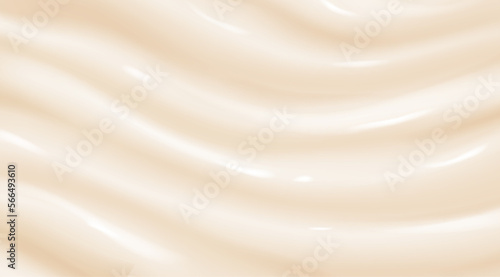 Texture of white yogurt, milk or cream surface. Abstract background with soft silk fabric, liquid yoghurt or mayonnaise, dairy product or cosmetic creme, vector realistic illustration