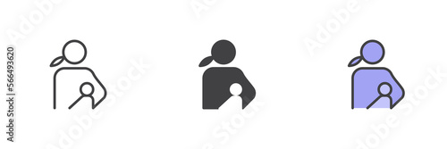 Breast feeding woman different style icon set