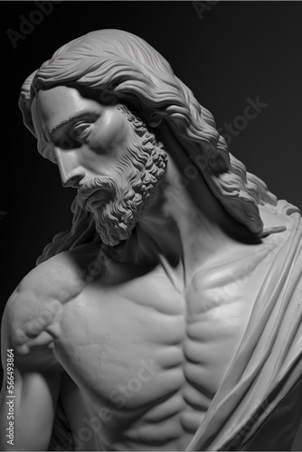 Marble bust of Jesus, created with Generative AI technology © Zoran Karapancev