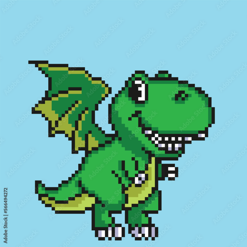 cartoon dinosaur vector in pixel art style cartoon dinosaur vector in pixel art style