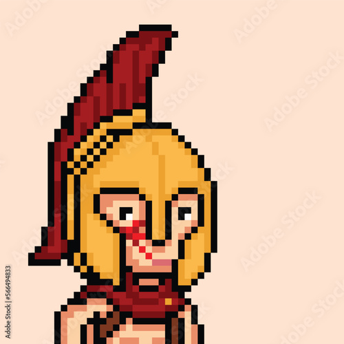 warrior vector character in pixel art style 