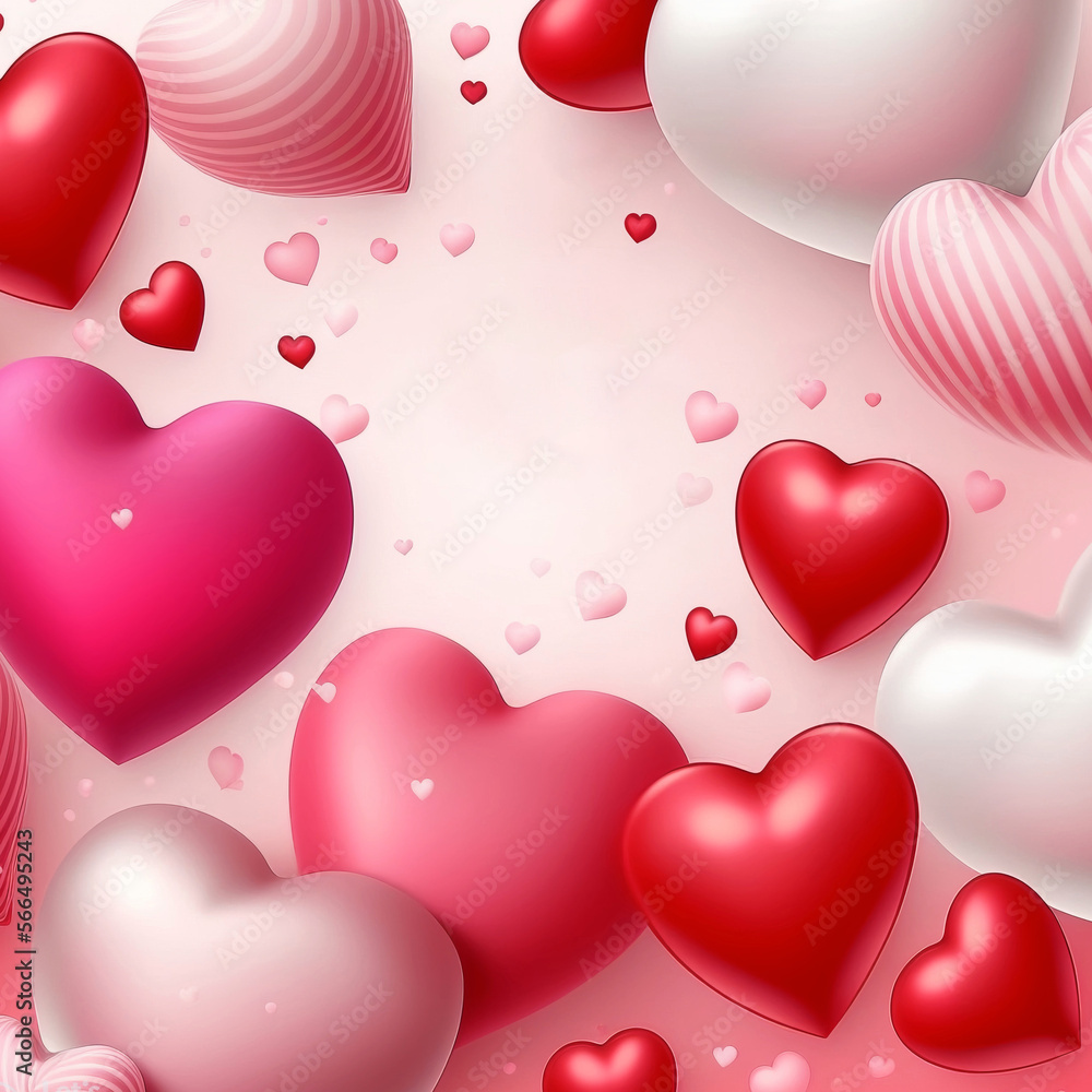 Valentines day heart background template Generative AI illustration