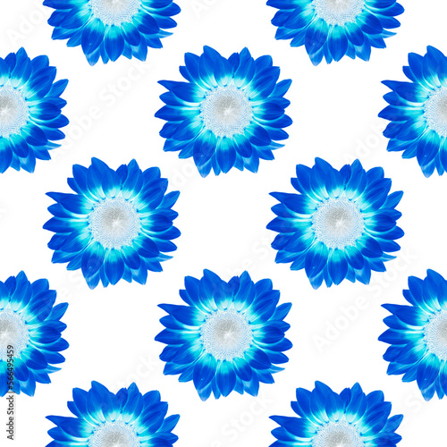 Abstract fabric or wallpaper on blue flower pattern background.