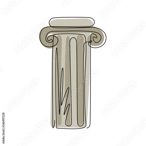 Continuous one line drawing ancient roman and historical classic decorations gothic columns and friezes in ancient venetian style. Classic pillar. Single line draw design vector graphic illustration