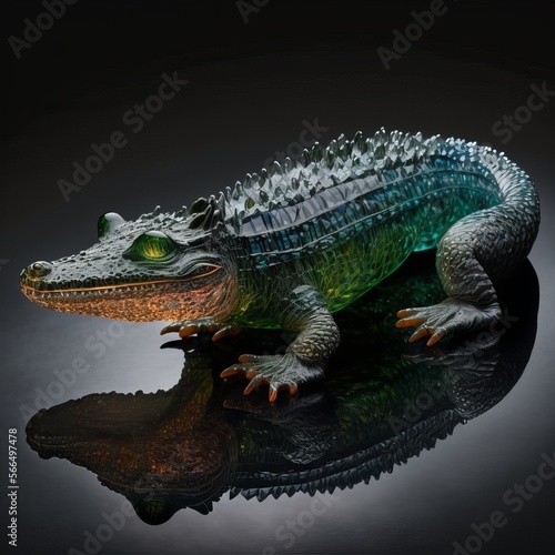 Crocodile Crystal And Glass Art (generative AI)