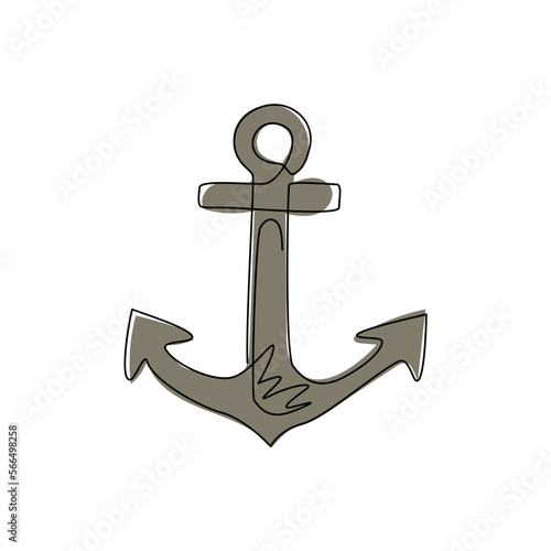 Slika na platnu Single continuous line drawing anchor logo