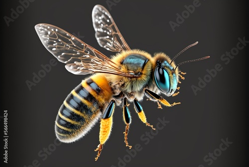 a stunning bee is flying, isolated on transparent background. generative ai © Artistic
