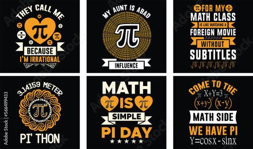 Pi Day T-shirt Design Bundle. Pi t-shirt. Math T shirt design. Pi day Vector Graphics