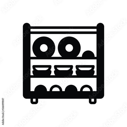 Black solid icon for dishes