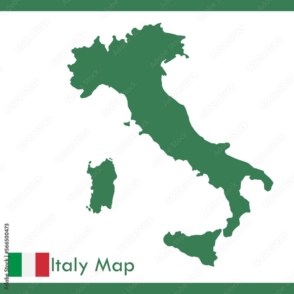 green italy map vector with national flag