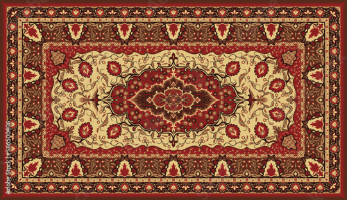Persian carpet texture. Abstract tribal modern ornament background. Colored vector illustration. photo