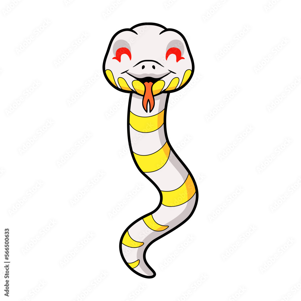 Fototapeta premium Cute albino mangrove snake cartoon