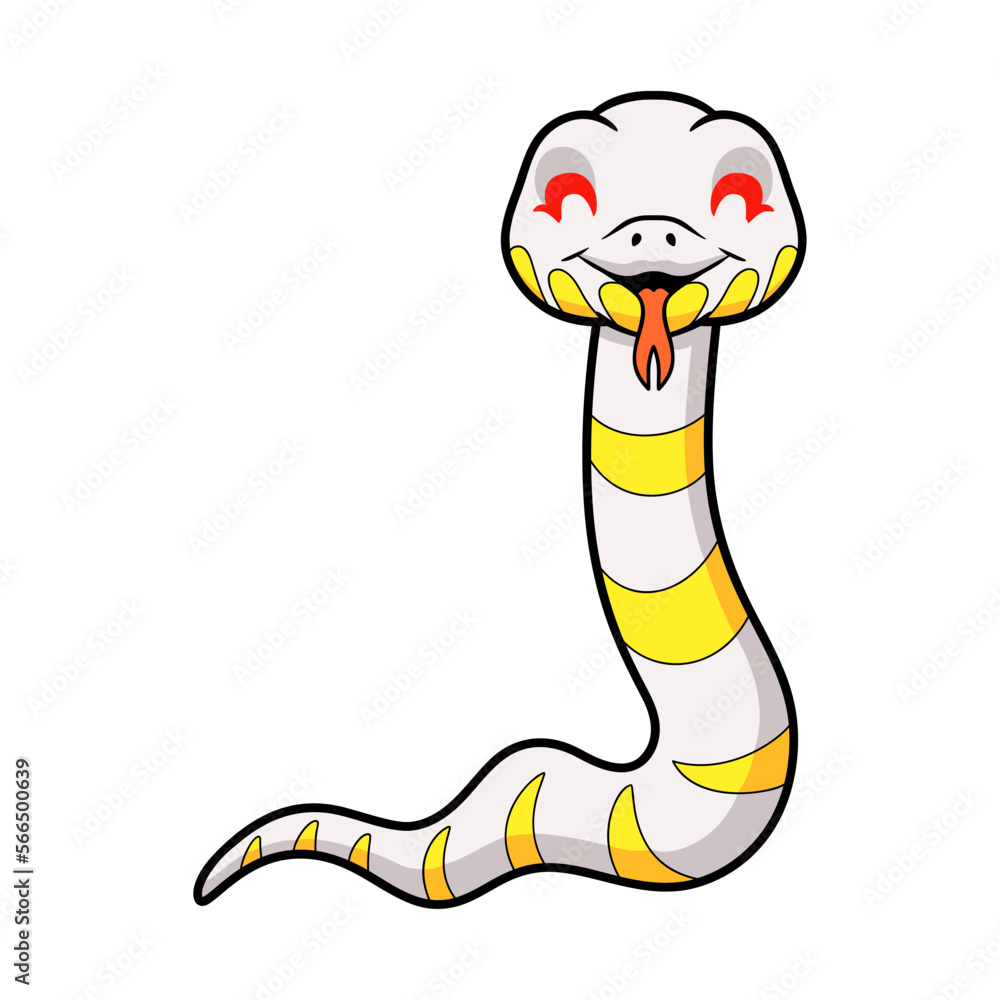 Fototapeta premium Cute albino mangrove snake cartoon