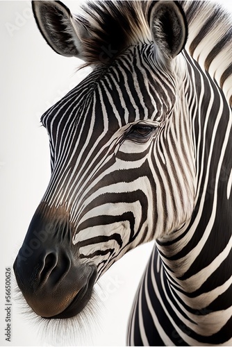 Generative ai zebra isolated on white background