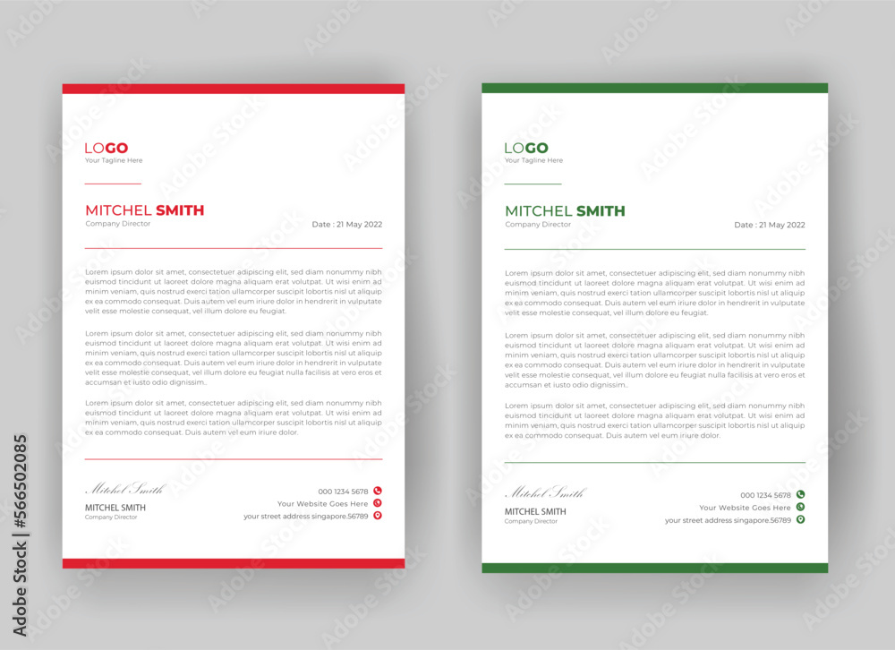 Creative and modern letterhead design vector template Creative and modern letterhead design vector template