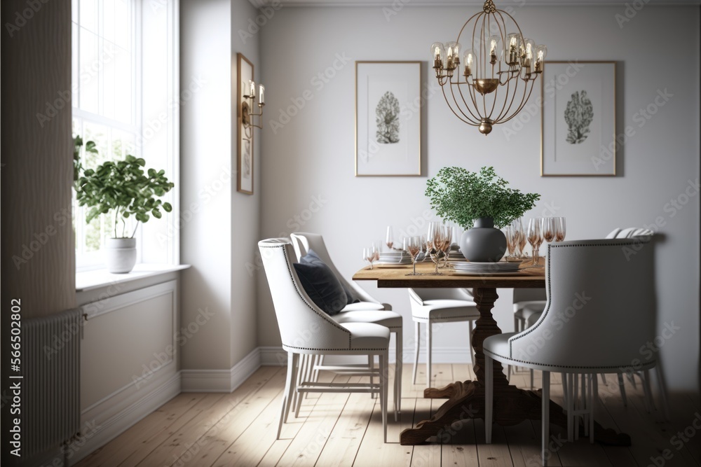 Dining Room Interior Design Classic Contemporary Series: Crisp white ...