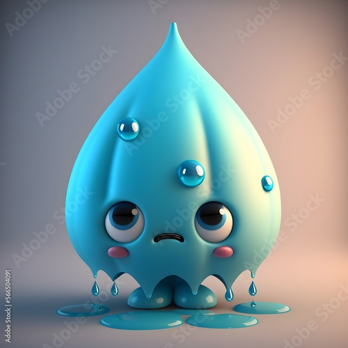 A cute cartoon water drop character.