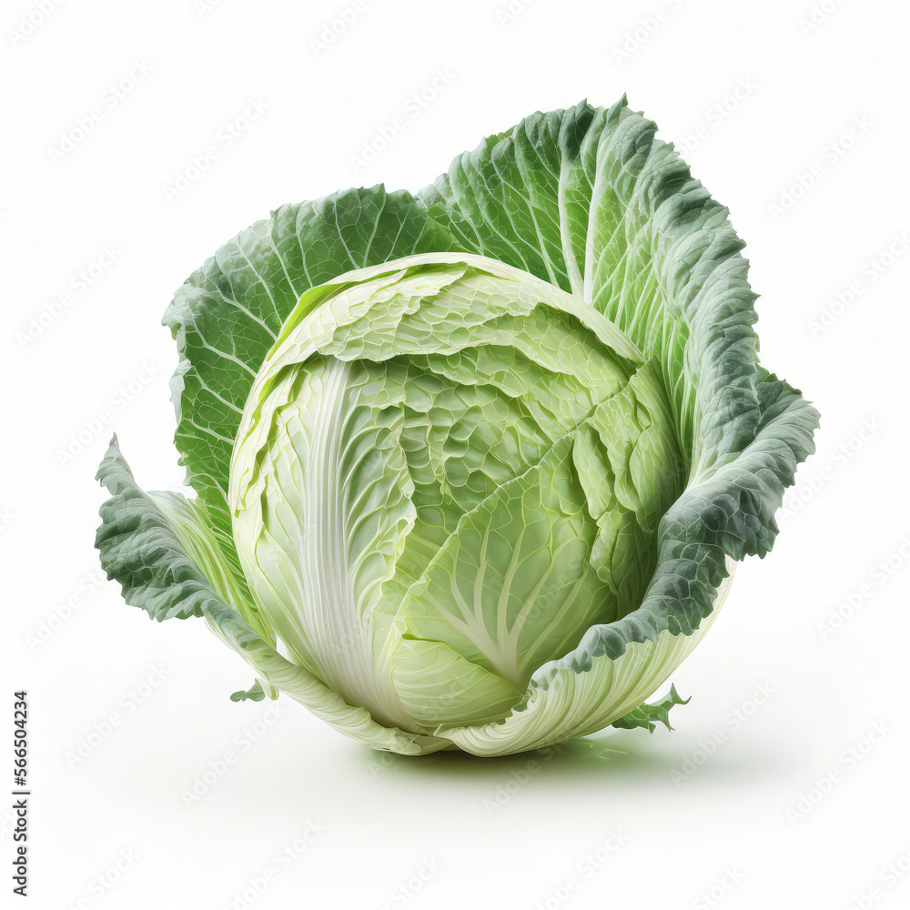 Obraz premium white cabbage isolated on white background.Generative AI