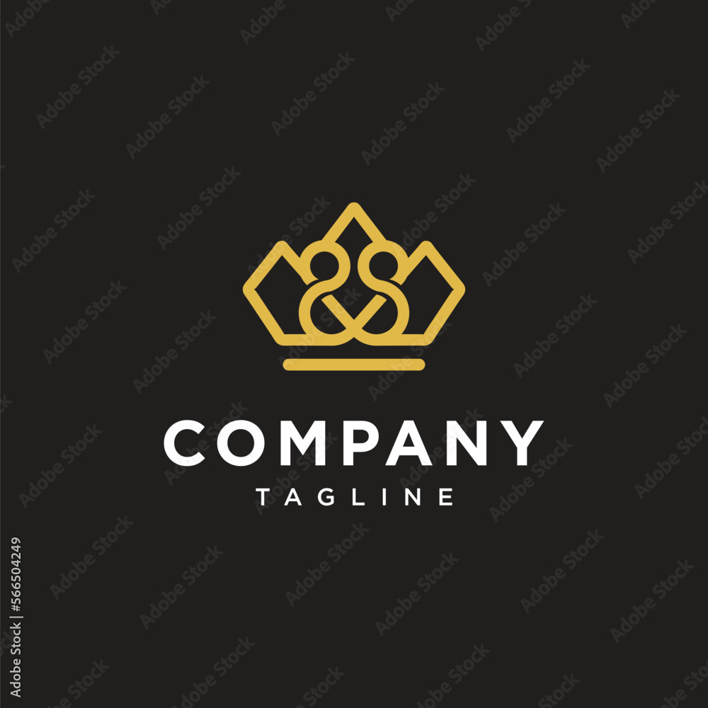 Fototapeta premium Crown and love vector icon template.eps