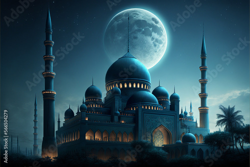Photo Islamic Mosque, Ramdan, Background, Generative AI