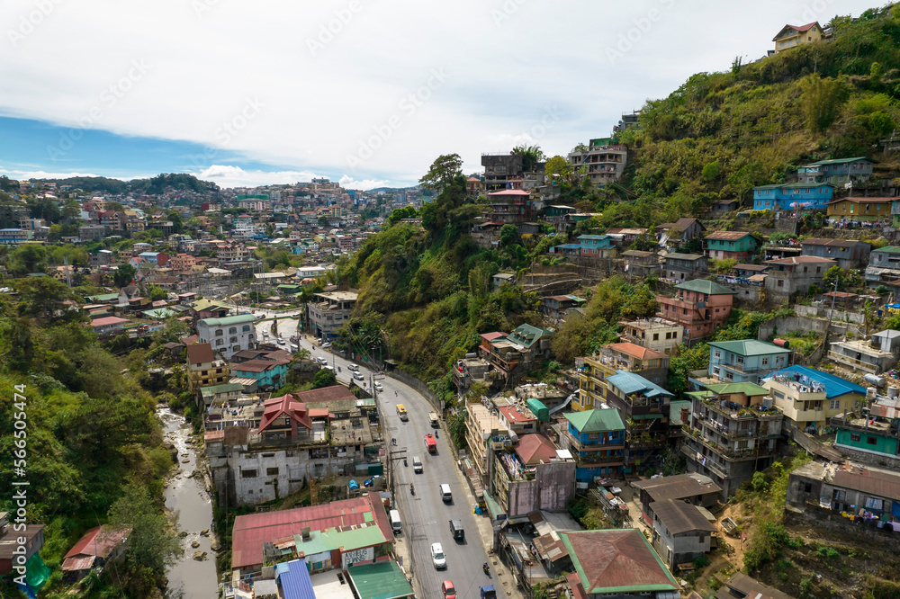Baguio City, Philippines - Jan 2023: Halsema Highway at the outer boundary of Baguio City.