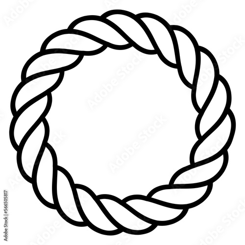 Round rope frame. Circle ropes, rounded border and decorative marine cable frame circles.