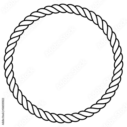Round rope frame. Circle ropes, rounded border and decorative marine cable frame circles.