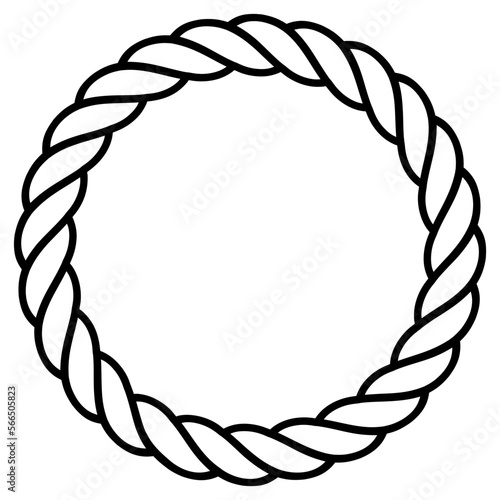 Round rope frame. Circle ropes, rounded border and decorative marine cable frame circles.