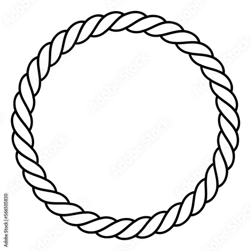 Round rope frame. Circle ropes, rounded border and decorative marine cable frame circles.