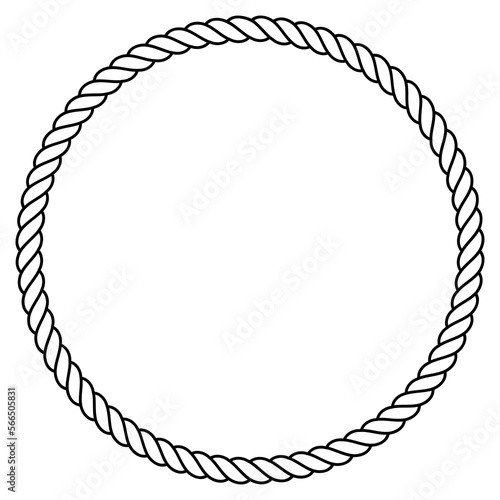 Round rope frame. Circle ropes, rounded border and decorative marine cable frame circles.