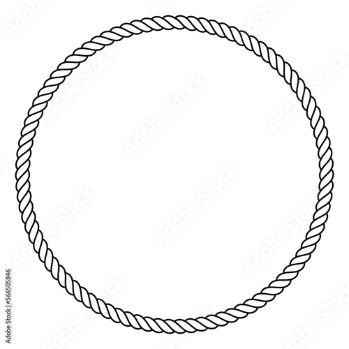 Round rope frame. Circle ropes, rounded border and decorative marine cable frame circles.