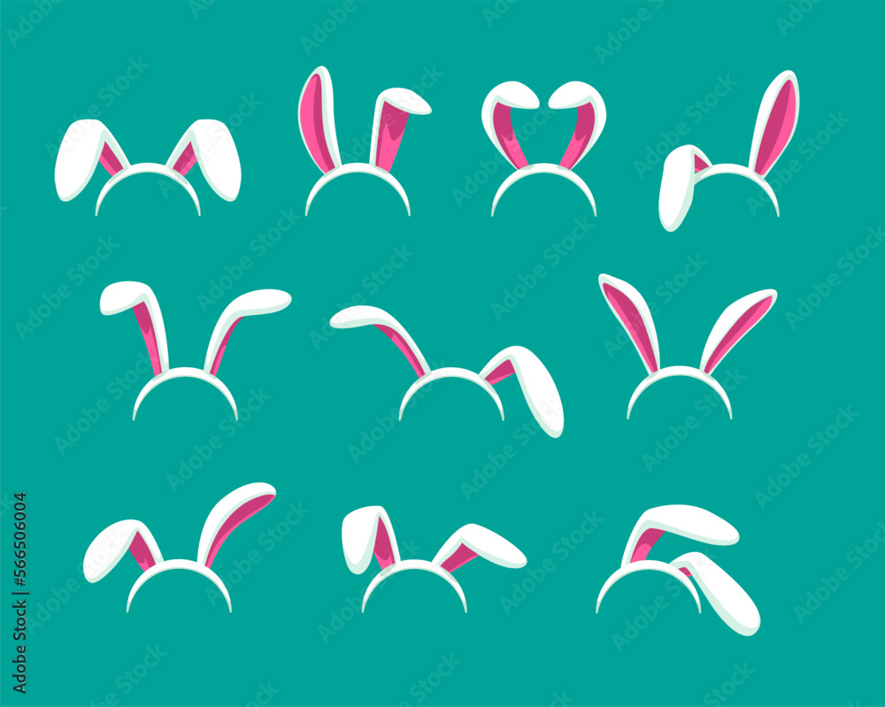 Fototapeta premium Cartoon white Easter bunny ears. Vector icons.
