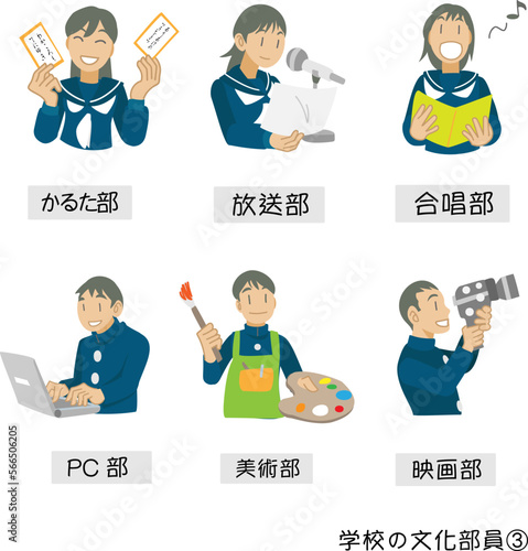 学校の文化部員のアイコン素材③