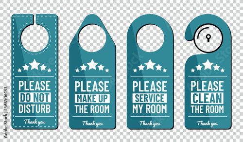 Please Do Not Disturb Sign Or Private Door Tag Set - Different Vector Illustrations Isolated On Transparent Background