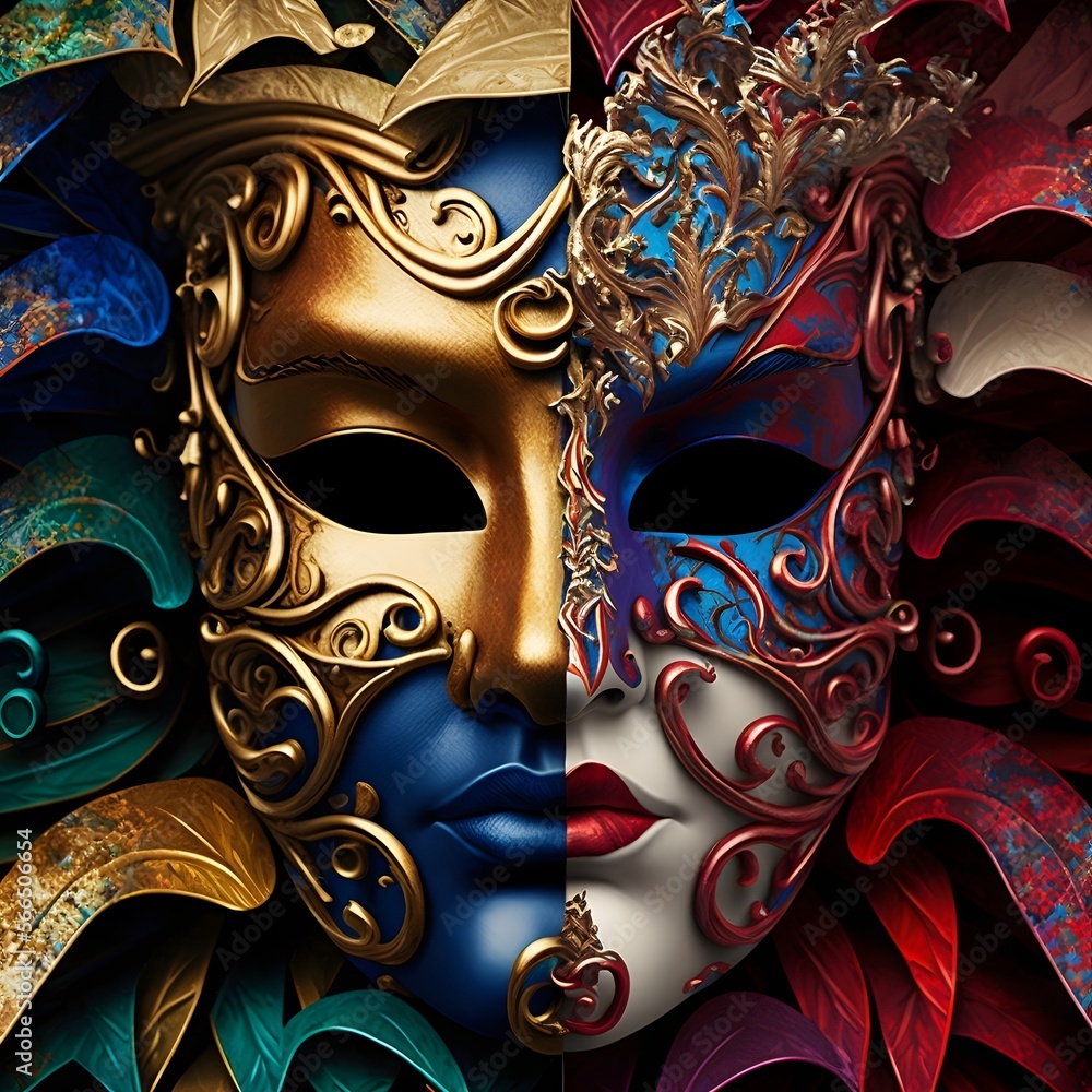 A multicolored carnival mask party inspired by ancient Venetian dominos