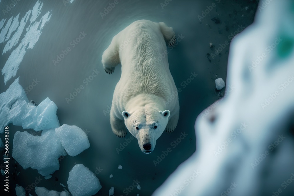 Obraz premium Polar bear on the iceberg. Generative AI