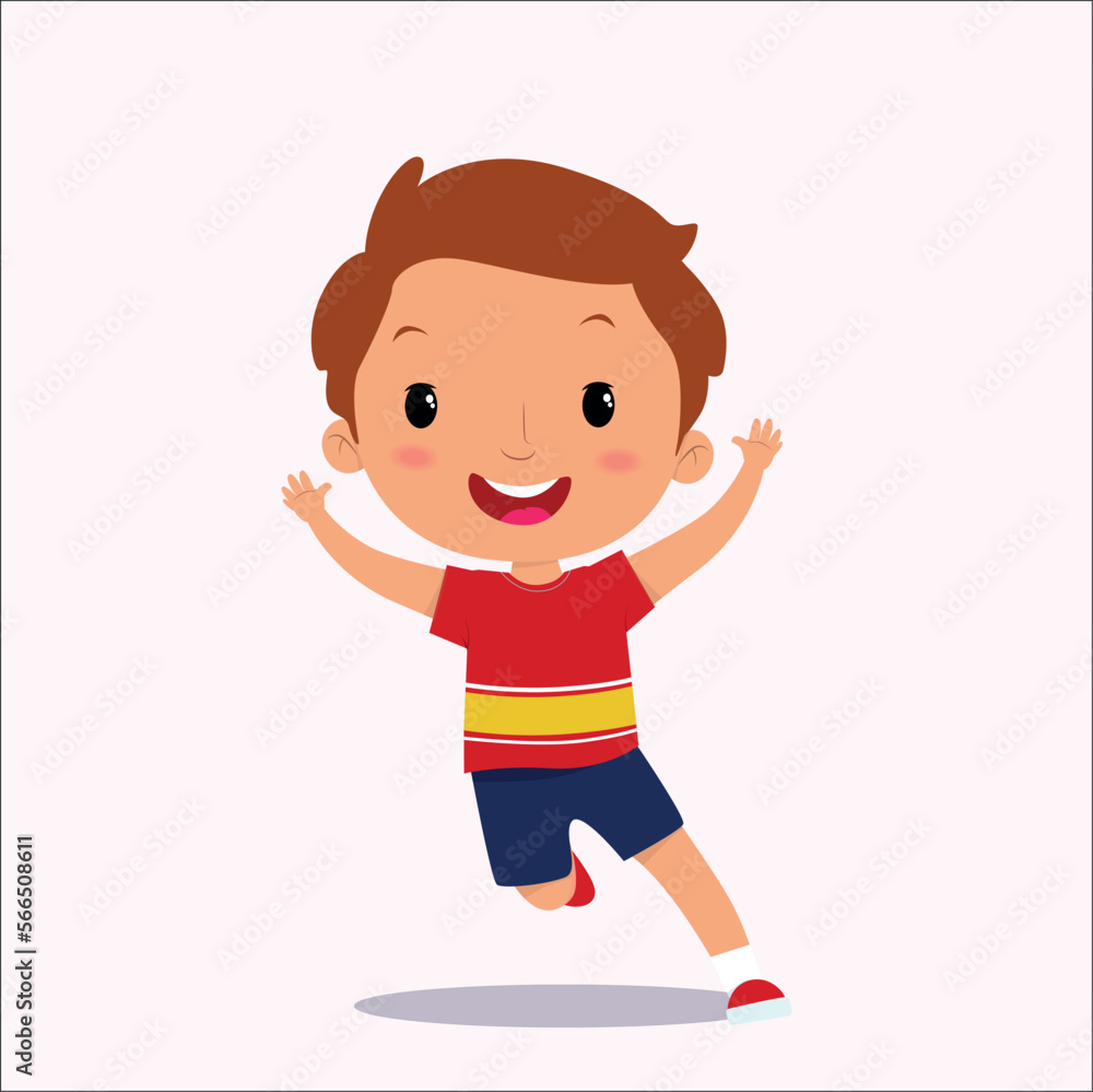cute little kid run and feel happy