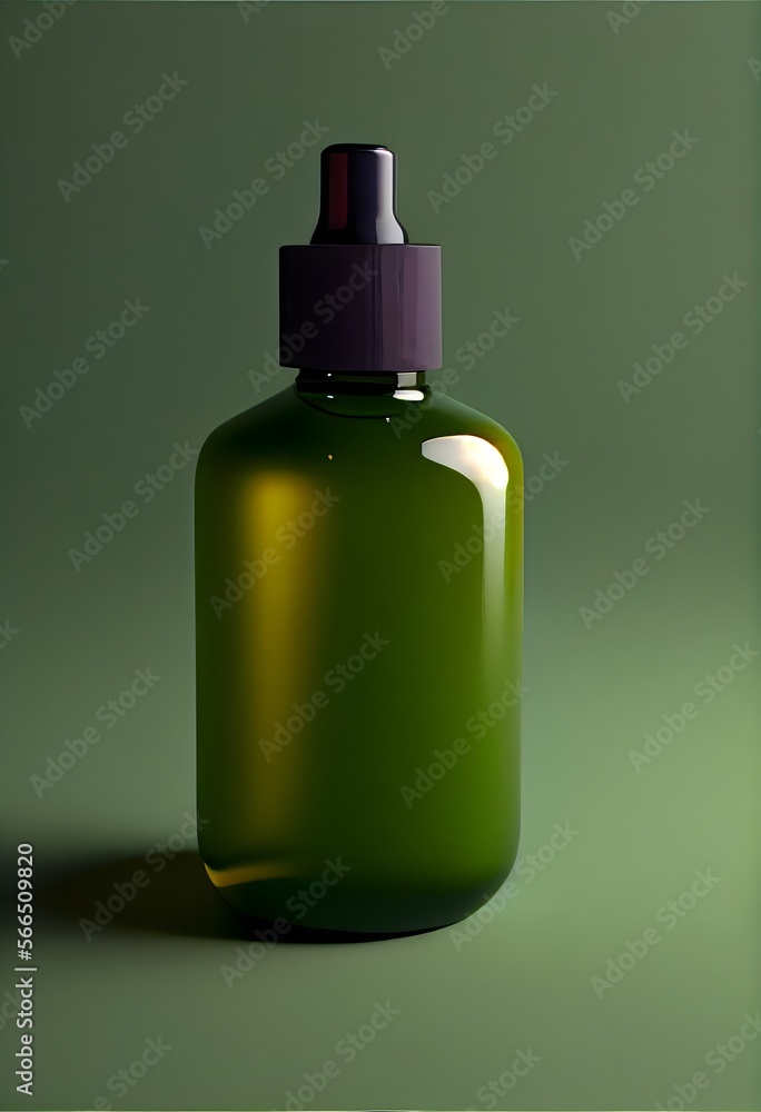 bottle of perfume, bottle mockup of green container isolated on green background, generative ai, isolated pink 3d bottle, makeup, liquid with pump for clean, dispenser, gel, skin